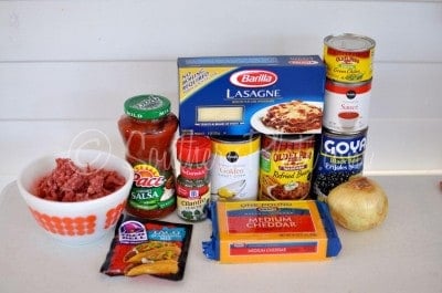 Tex-Mex lasagna ingredients