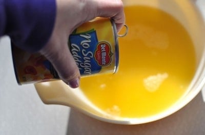 Drain juice from canned fruit into a bowl.