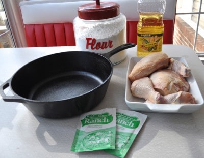 Ingredients for southern fried chicken recipe.
