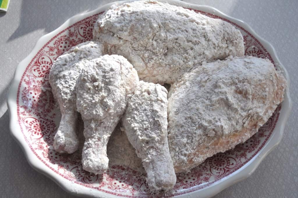 Fuss Free Fried Chicken - This is a way to actually fry chicken, in oil, in your oven Breaded chicken on platter.