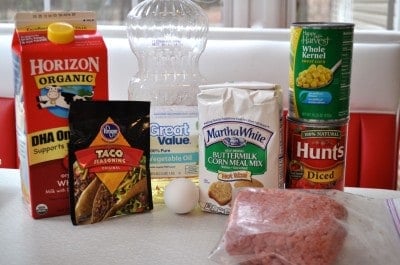 ingredients for Mexican cornbread casserole.