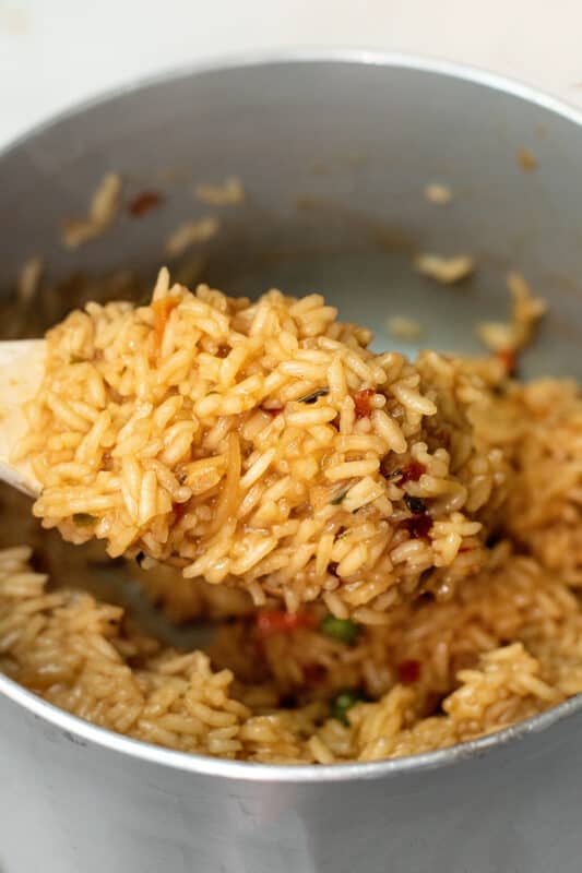 Cooked rice pilaf.