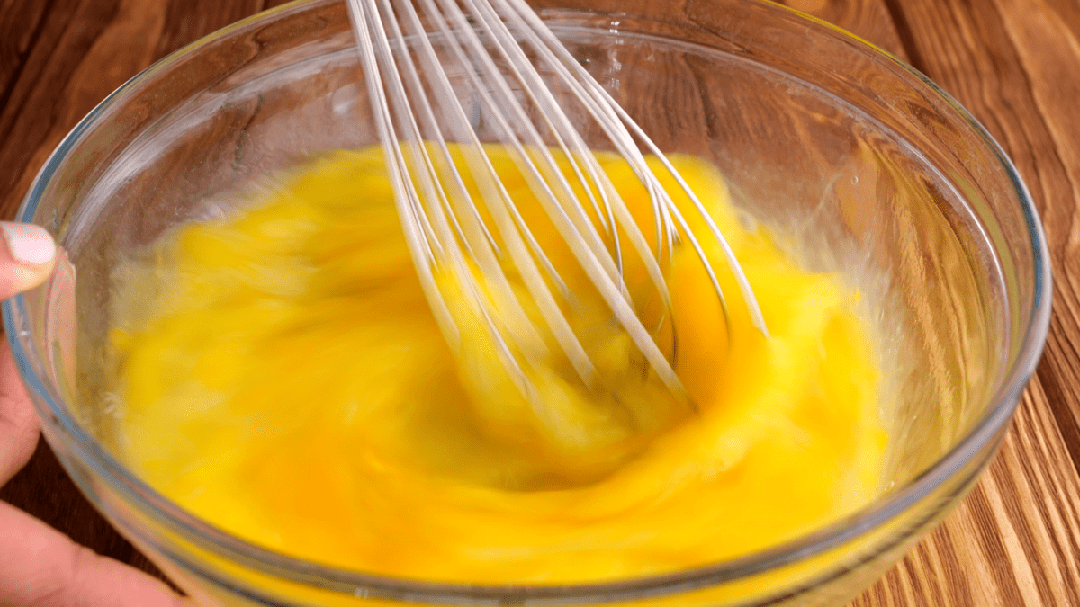 Beat eggs well.