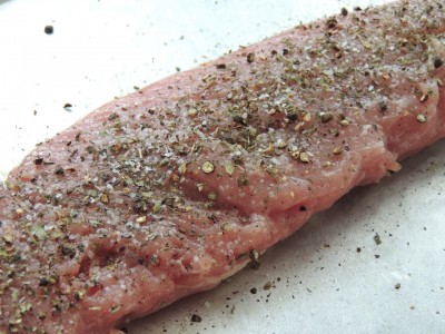 Sprinkle pork tenderloin with seasoning