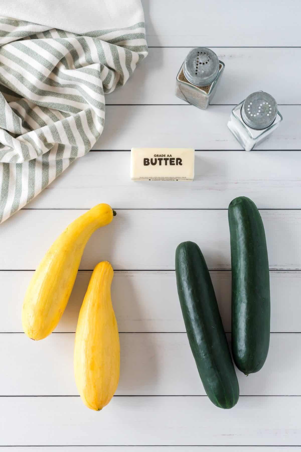 Ingredients for the simple zucchini and squash recipe.