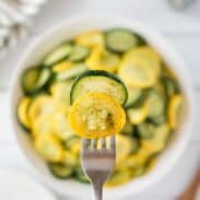 Forkful of simple zucchini and squash.