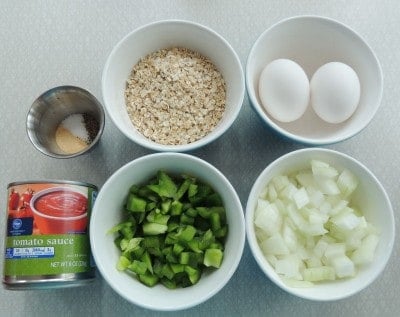 Meatloaf burger ingredients.