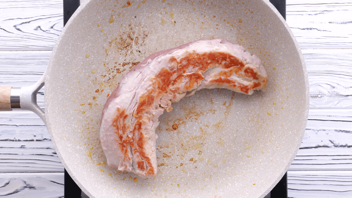 Brown pork tenderloin on both sides.