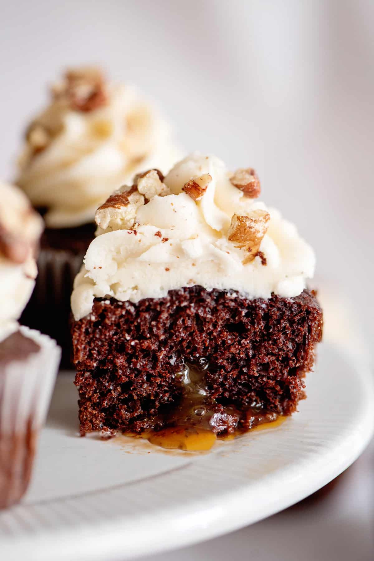 Caramel inside a Rolo cupcake.