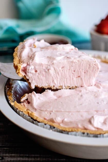 Slice of strawberry cream pie