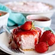 Slice of strawberry cream pie.