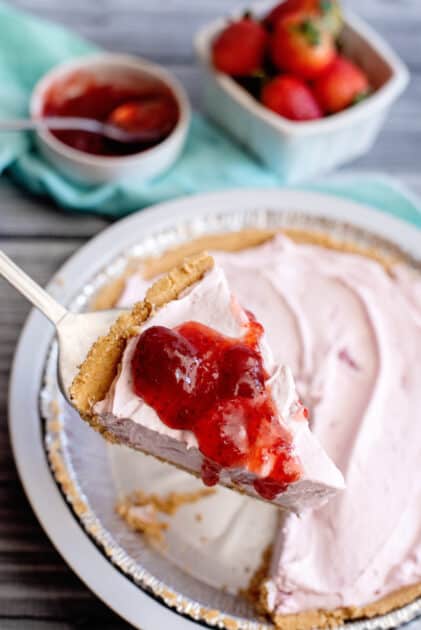 Slice of strawberry cream pie.