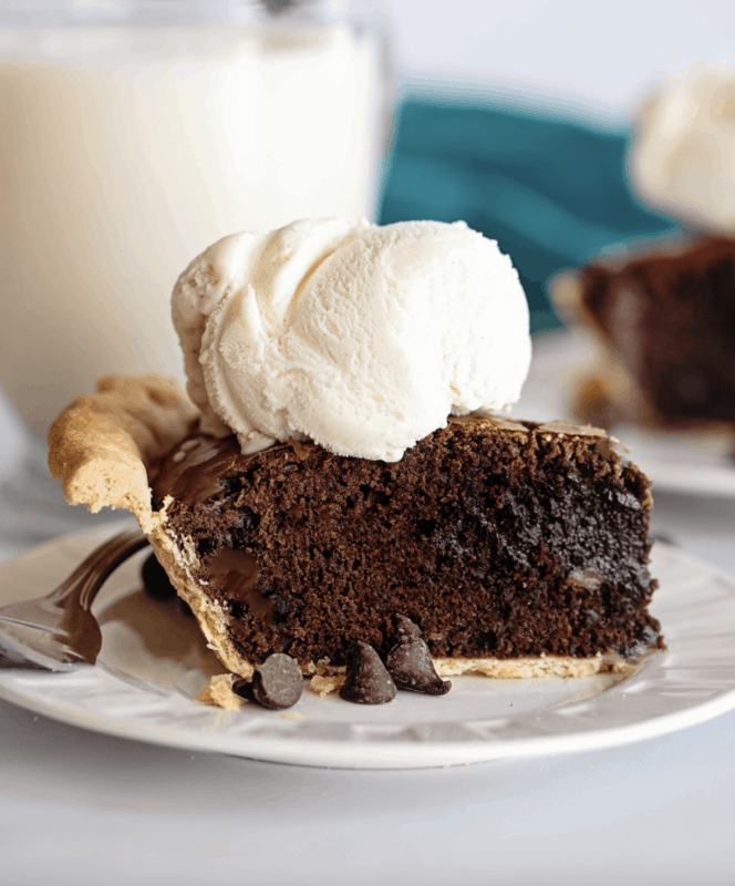 slice of chocolate brownie pie (Valentines Day recipes)