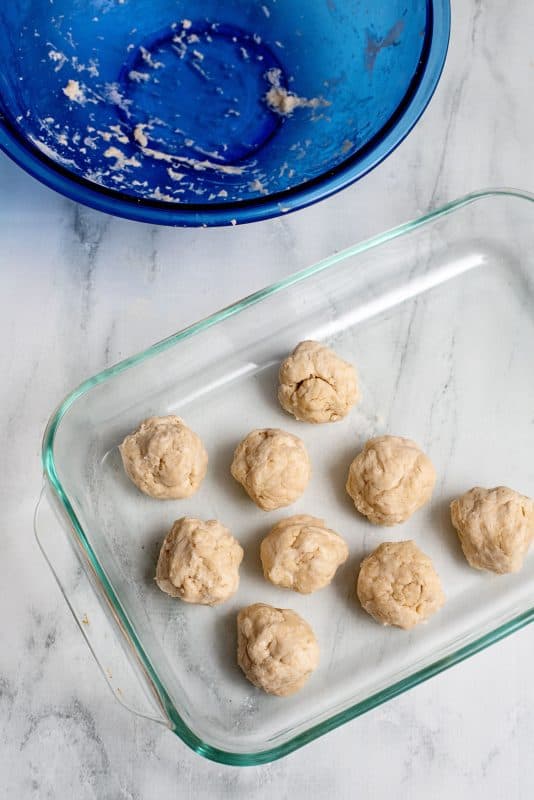 Divide dough up into 10 ball-shaped portions.