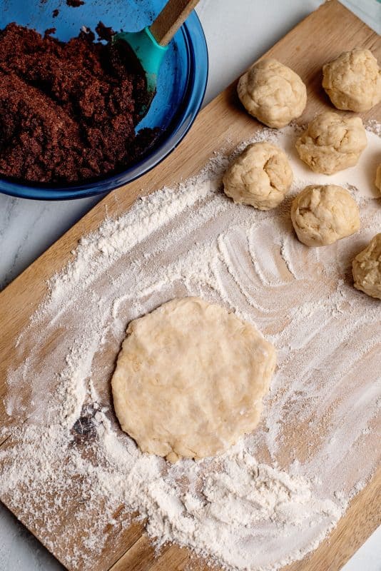 Roll dough into 6-inch circles.