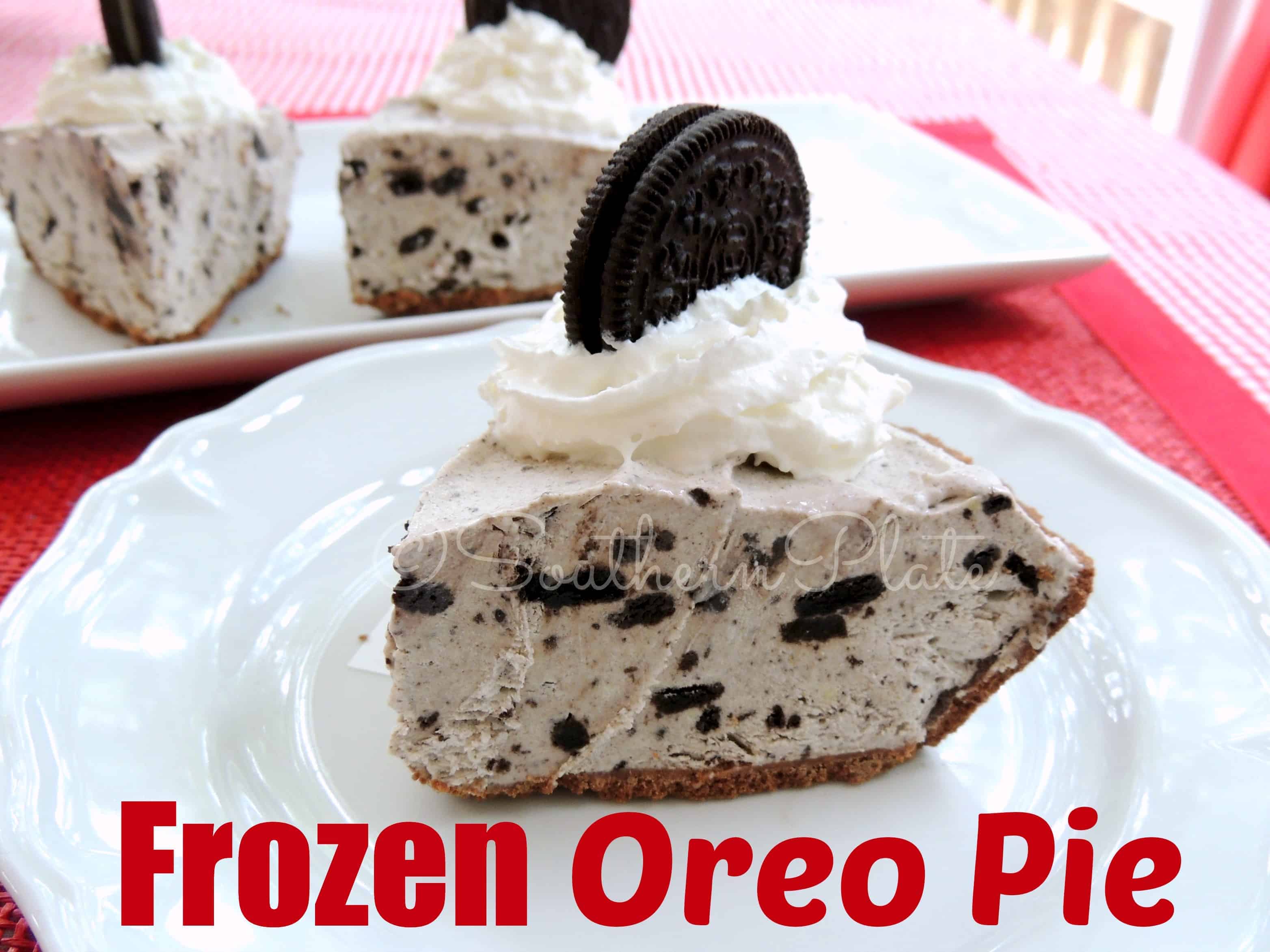 Slice of frozen Oreo pie.