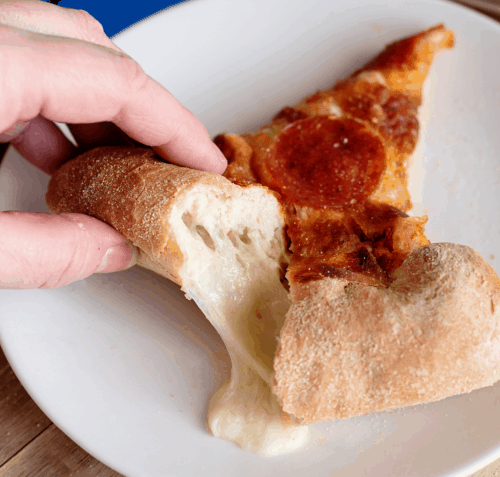 homemade stuffed crust on a pepperoni pizza