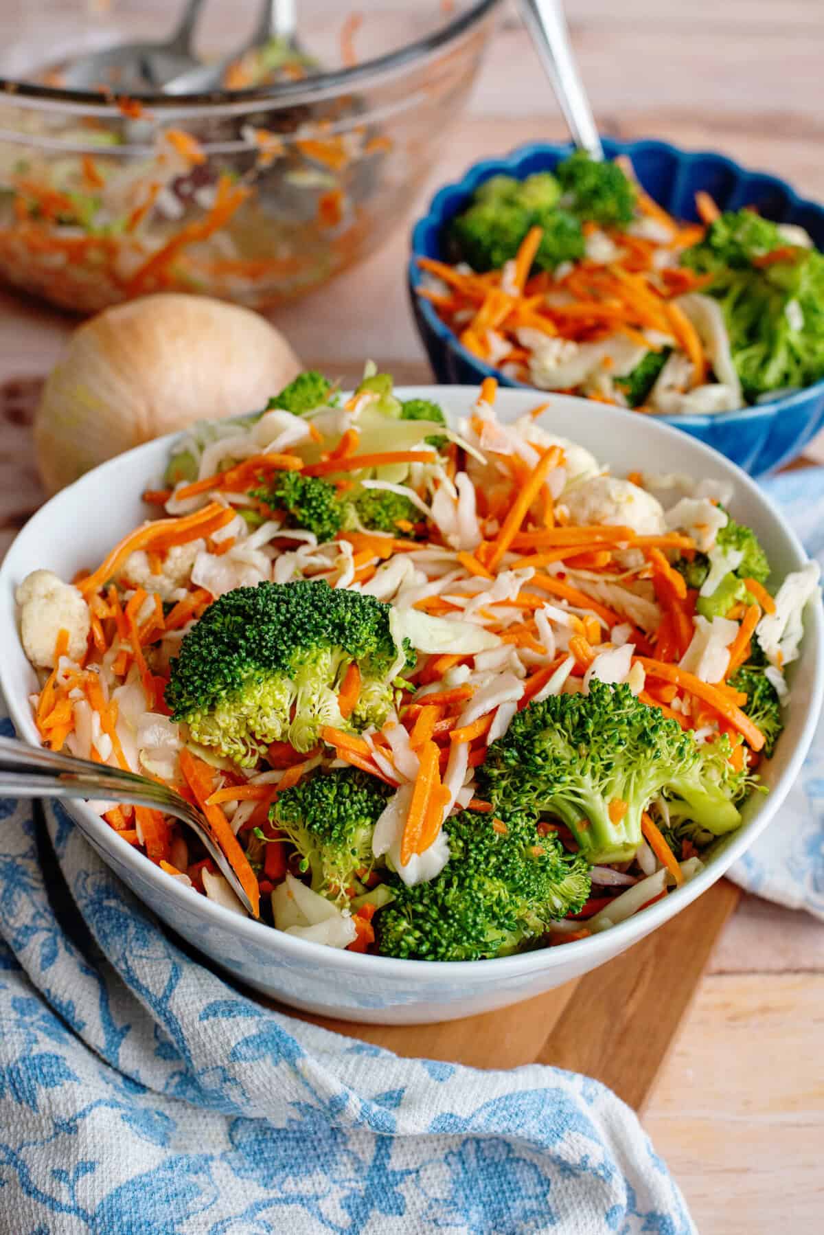 Crunchy refrigerator salad in a salad bowl.