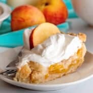 Slice of peaches and cream pie.