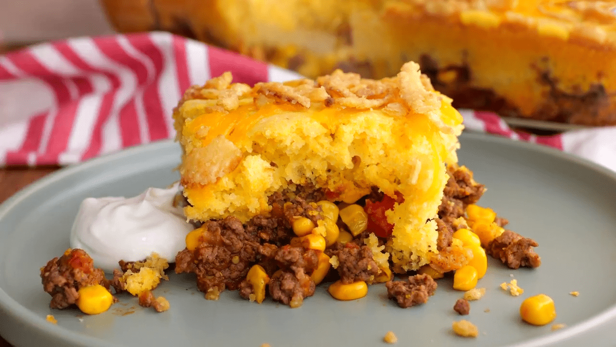 Serve tamale pie with sour cream.