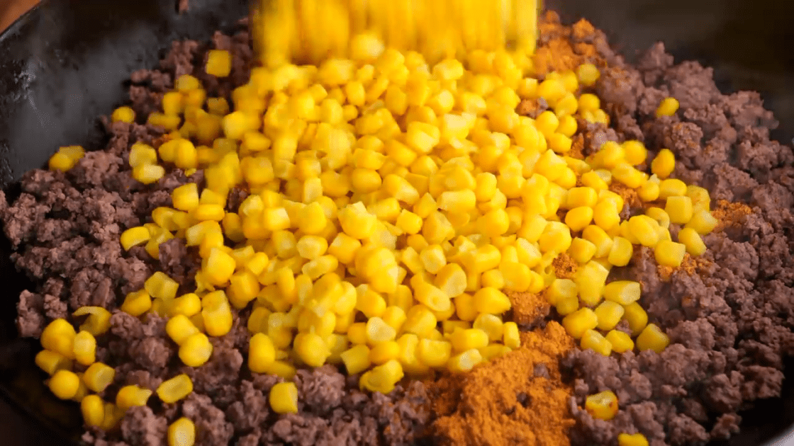 Add corn to ground beef.