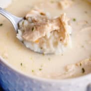 A spoonful of easy chicken and rice soup.