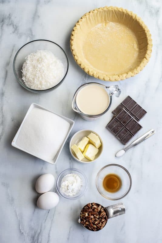 German Chocolate Pie ingredients