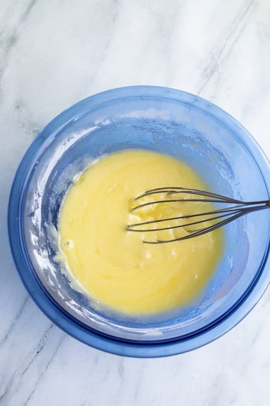 Stir in eggs and vanilla.