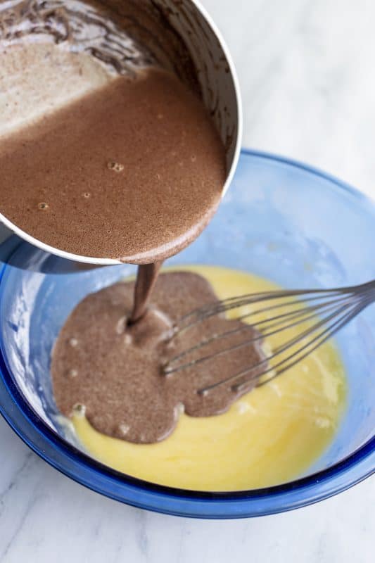 Gradually stir in the chocolate mixture.