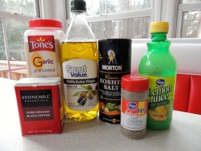 Seasoning ingredients to make Greek chicken marinade.