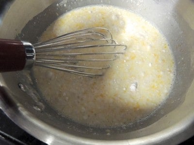 Constantly stir ingredients until smooth and thick.