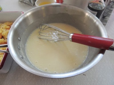 Vanilla wafer custard pudding mixture.