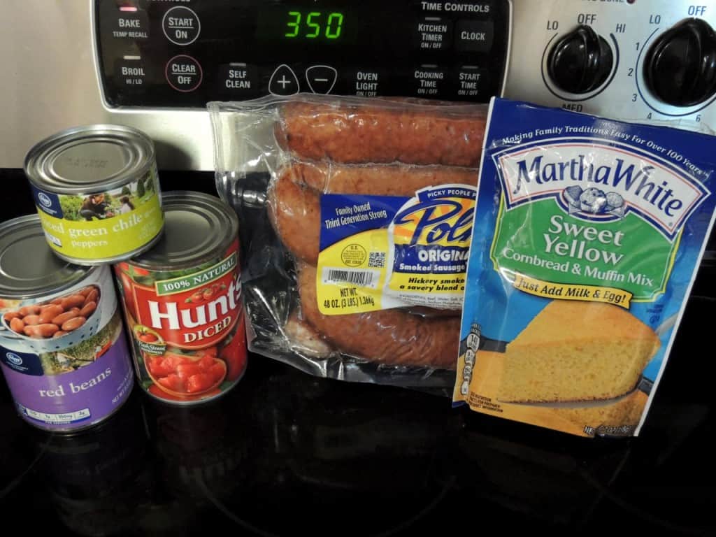 ingredients for red beans and cornbread