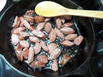 Brown sausage in skillet