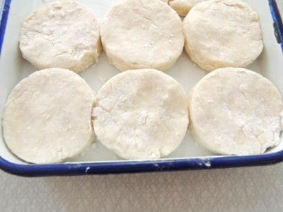 Place biscuits in a baking dish.