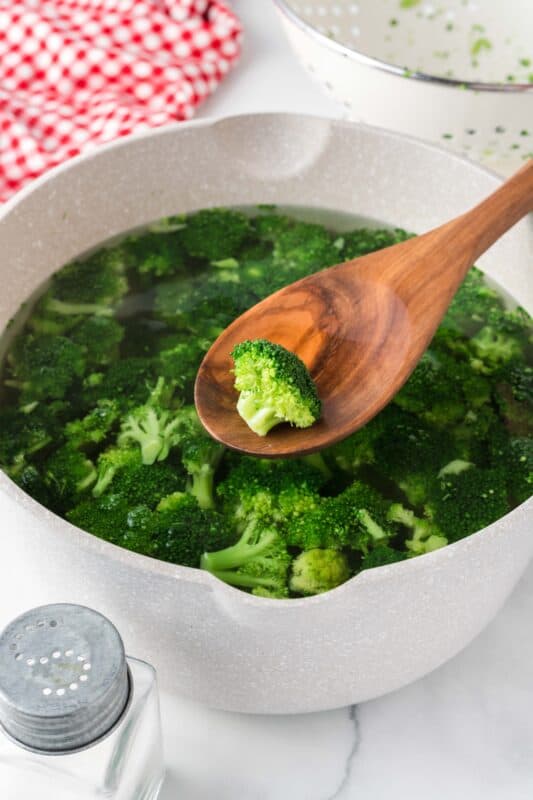 Boil broccoli until crisp tender.
