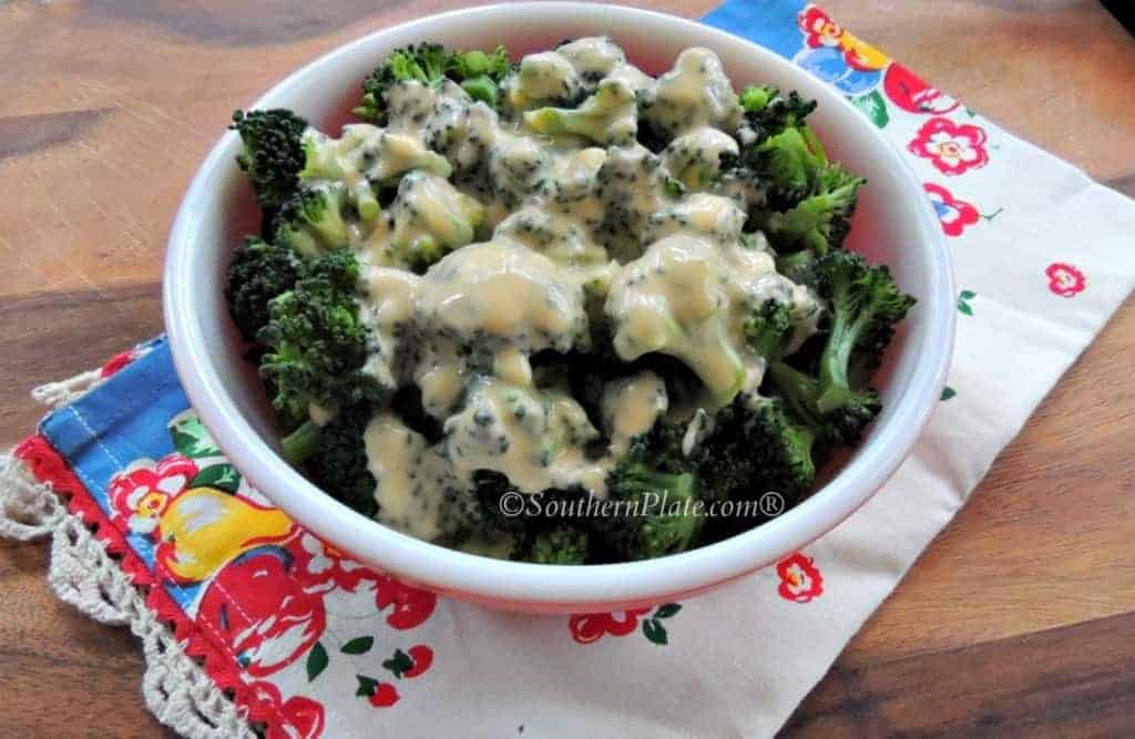 Broccoli with homemade cheese sauce