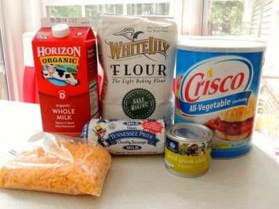 Ingredients for sausage biscuits with cheese.
