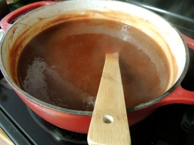 Simmer bbq sauce for 45 minutes.