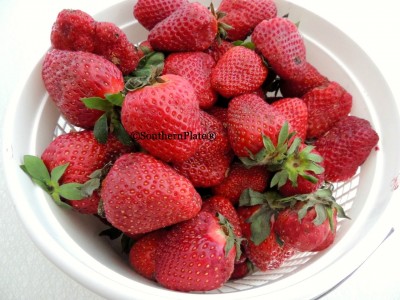 Fresh strawberries to make strawberry jam.
