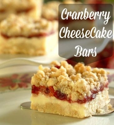 Cranberry Cheesecake Bars - Got a can of cranberry sauce in the pantry? Use it to make these for the fourth! 