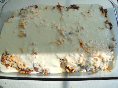 Bake sloppy joes casserole until lightly browned.