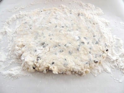 Pat dough out into a rectangular shape.