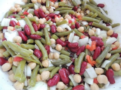 Close-up showing our complete 3 Bean Salad recipe.