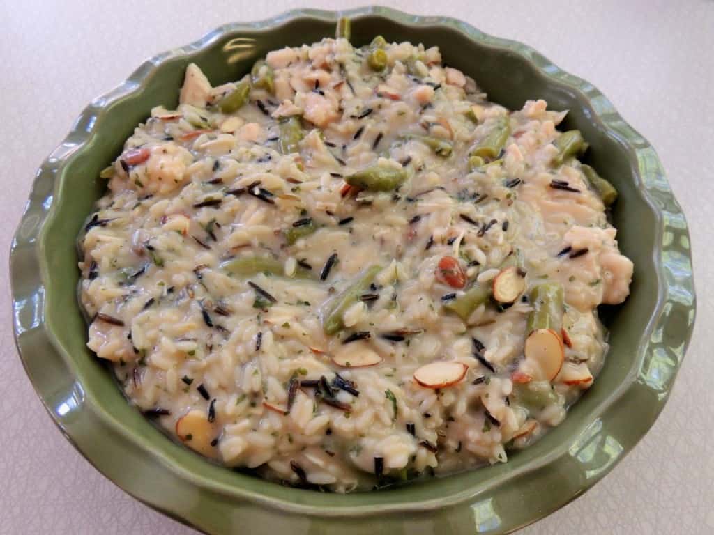 Slow cooker chicken and wild rice.