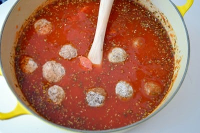 Add pepperoni and meatballs to saucepot.