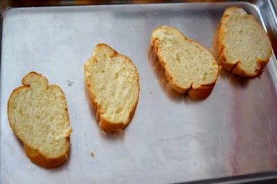 Toast bread in oven.