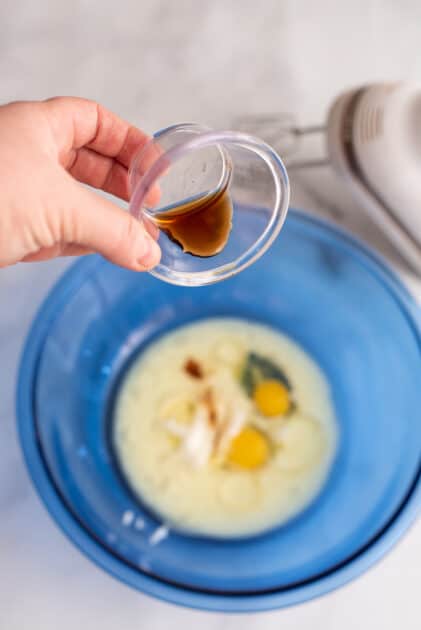 Add vanilla to mixing bowl.