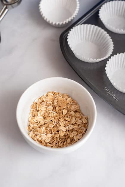 Combine remaining oats and brown sugar in a small bowl.