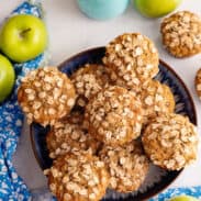 Bowl filled with apple bran muffins.